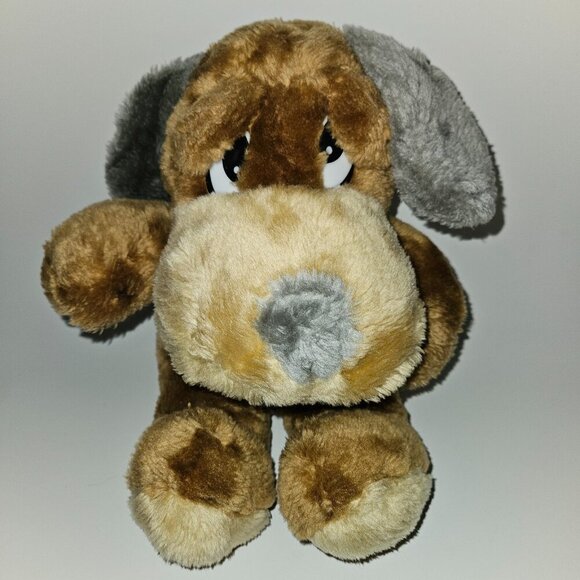 VTG ACMI Brown Gray Puppy Dog Plush 10